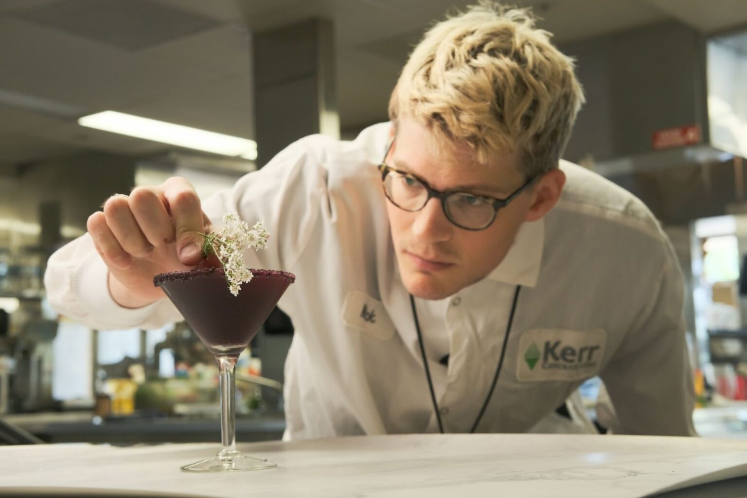 chef cooking with blueberries